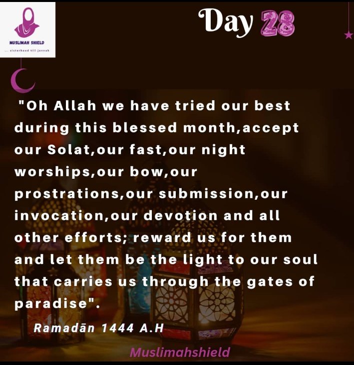 MuslimahSheild's tweet photo. Amin thumma Amin
#Ramadan1444
#RamadanMubarak 
#Ramadan2023 
#RamadanDay28 https://t.co/NXaaGQM5YT