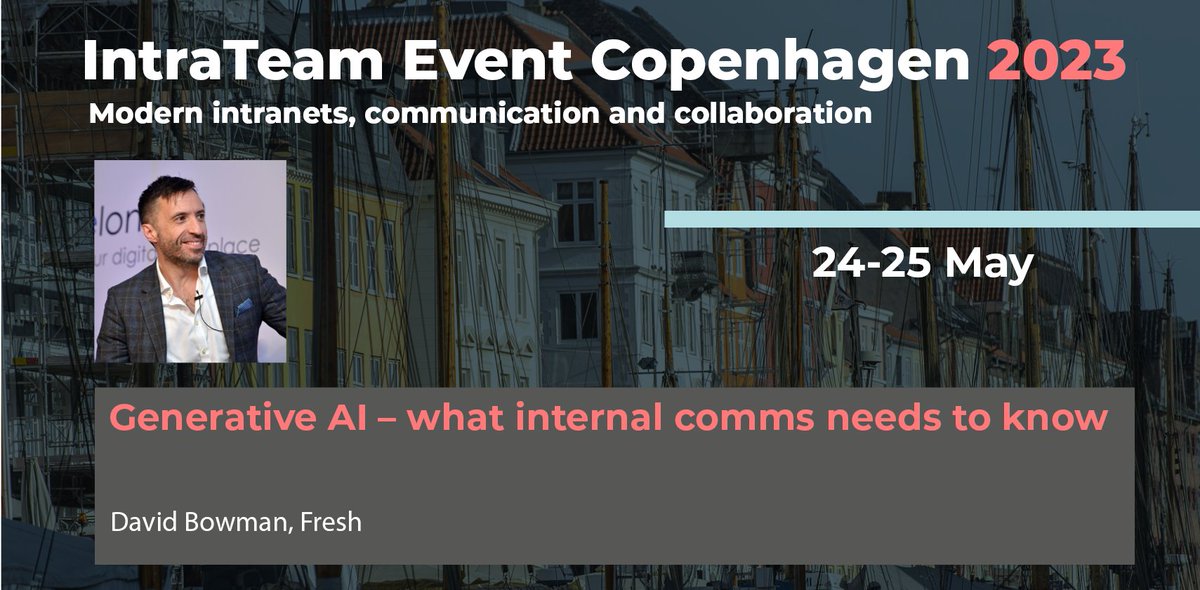Hear about generative AI at IntraTeam Event Copenhagen🤖

David Bowman will take a look at the implications of ChatGPT and friends, as well as a preview of the forthcoming Co-pilots from Microsoft.

More: event.intrateam.com/sessions/gener…

#IntraTeam23
