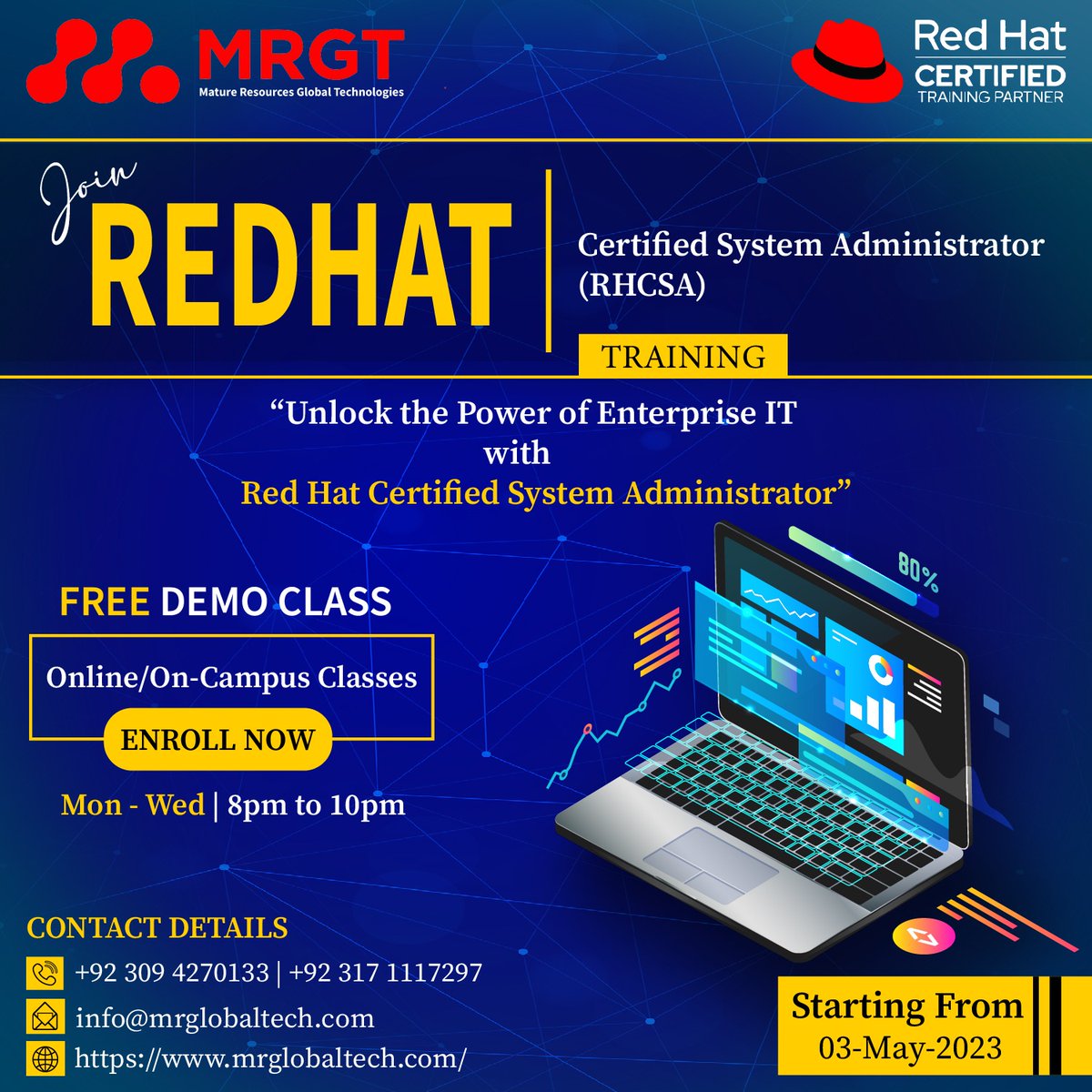 Announcing MRGT Red Hat Certified System Administrator (RHCSA) training 

Click the link to Register for this Training
us06web.zoom.us/meeting/regist…

#mrgt #training #developers #redhat #RedhatCertification #redhatlinux #RedHatpartner #RedHatTraining #redhatopenshift #Certified