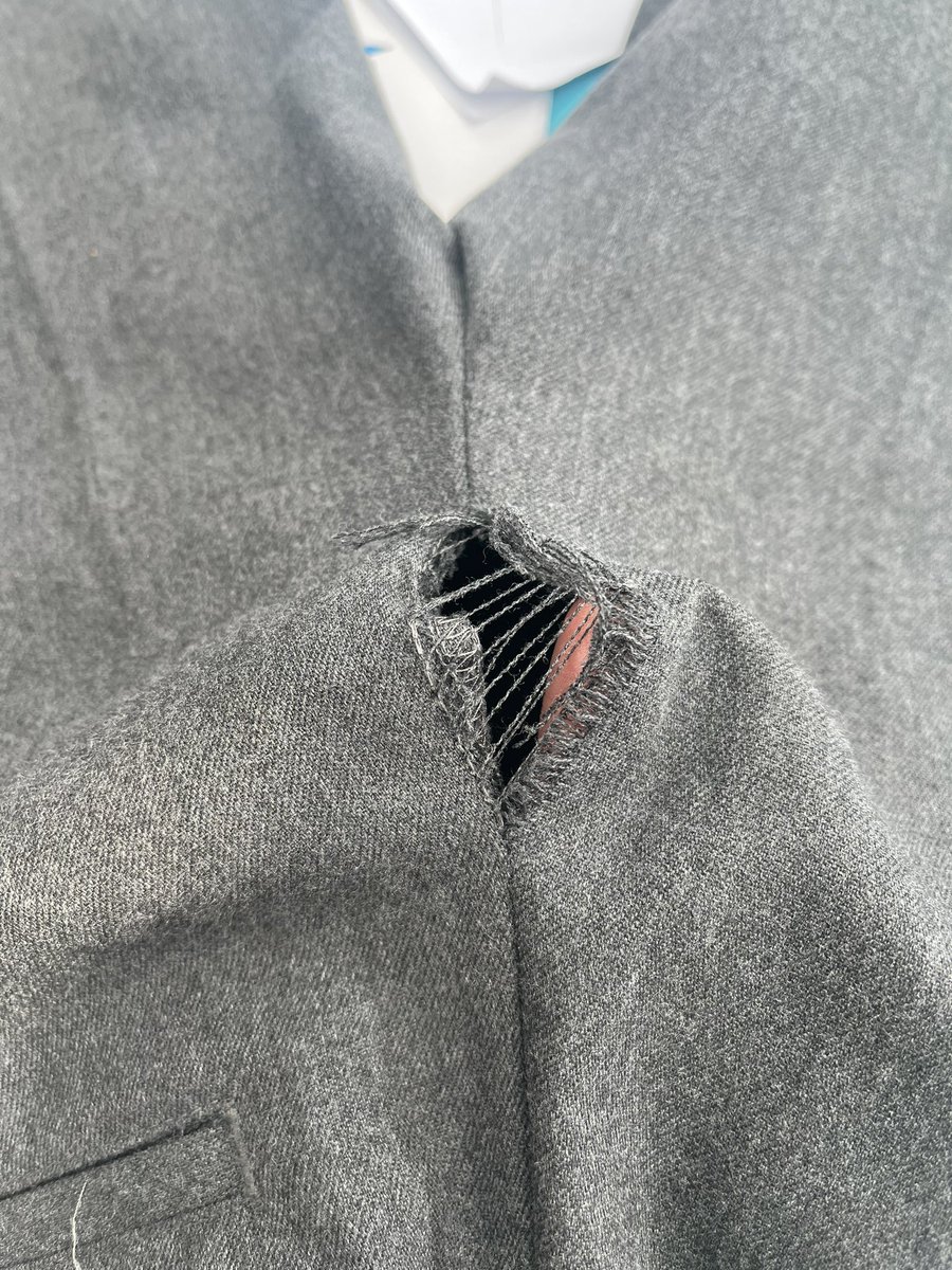 kitkatm85's tweet photo. @marksandspencer 2 weeks of wear and this happens. Phoned your customer services who have told me I have to drive a 90 minute round trip for someone to inspect them for quality control!!!! Disgusting service for an item that clearly doesn’t meet the needs it’s intended for! https://t.co/6fOCuMh5WO