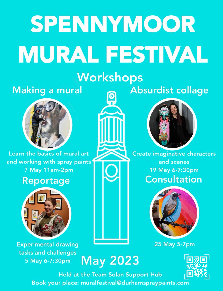 We have some fantastic workshops from talented Durham creatives coming up in May. The sessions are a great place to network, learn new skills and find your place in the mural festival.

To book your place email muralfestival@durhamspraypaints.com