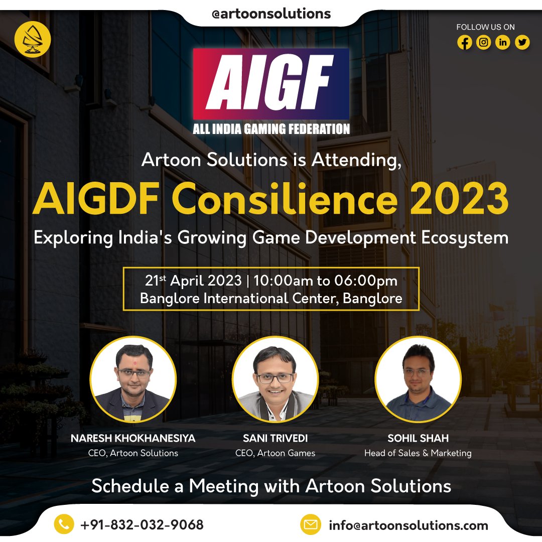 artoonsolutions's tweet photo. We're ready to join the game-changers of India's 'Create in India' movement for an explosive gaming event!
Schedule your meeting in advance:
Phone, WhatsApp: +91-832-032-9068
Email: info@artoonsolutions.com
#AIGDF #AllIndiaGameDevelopersForums #AIGF #AllIndiaGamingFederation https://t.co/lZHqMRLtvU