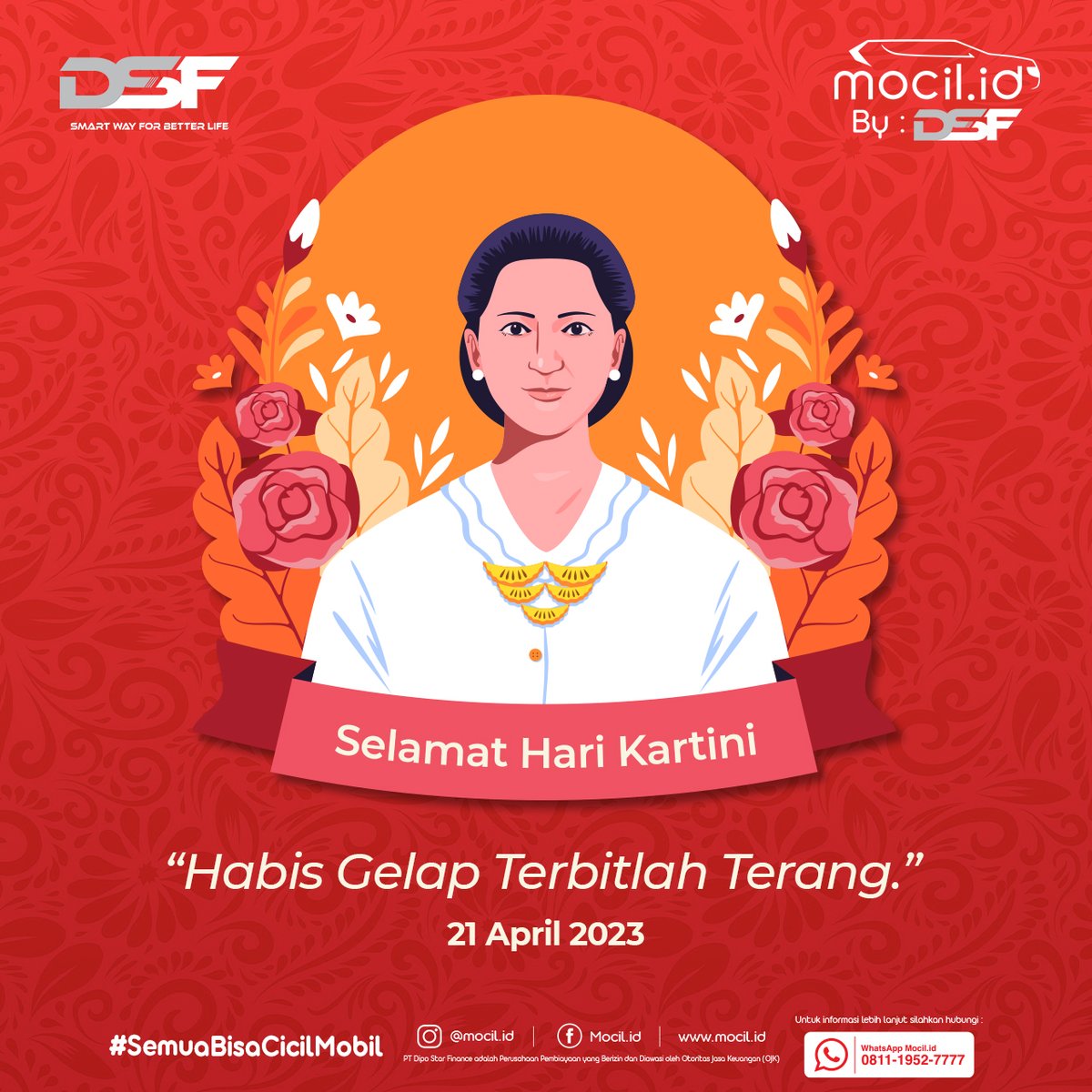 Mocil_Official's tweet photo. Selamat Hari Kartini untuk para wanita Indonesia! Terus maju dan senantiasa mencapai impian dan prestasi dengan penuh semangat!

#HariKartini #SemuaBisaCicilMobil #NyicilGaPakeMikir #CicilanMurah #CicilDiMocil #MobilBekas #MobilSecond #BungaRingan #MobilMurah https://t.co/R6MCqgs1Jz