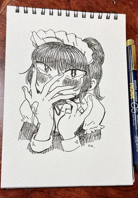 ペンで。 