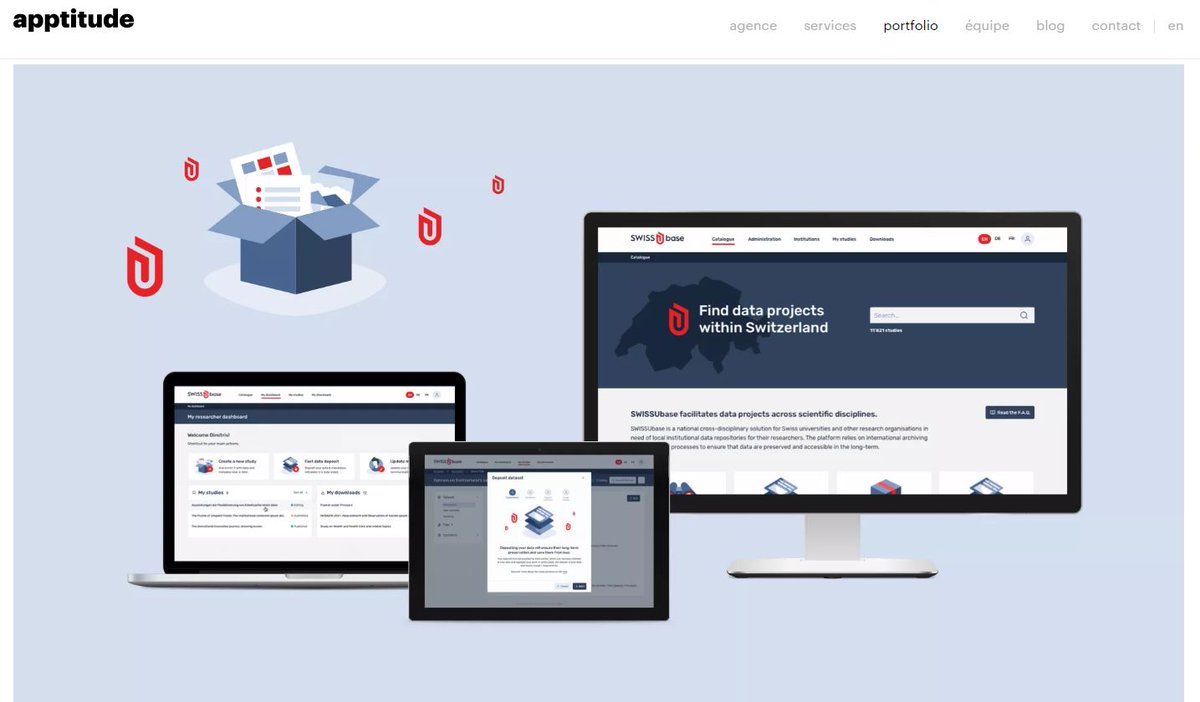 The outcome of a creative and collaborative team
<a href="/apptitudeCH/">Apptitude</a> and <a href="/SWISSUbase/">SWISSUbase</a> ?
apptitude.ch/portfolio/bran… 
#uidesign, #UIUXDesigner,  #ResearchDataManagement, #DataRepositories
