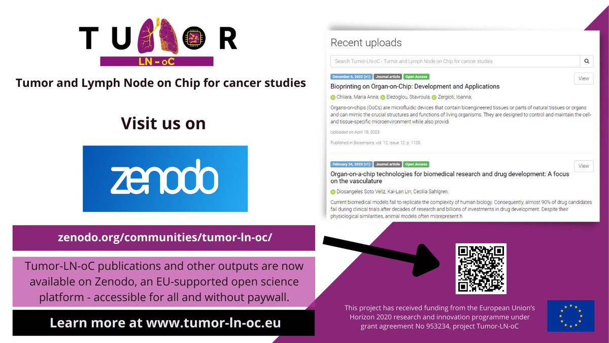 🇪🇺Our project is now on #Zenodo!

🧪Tumor-LN-oC achievements, technical results + scientific outputs will be published on <a href="/ZENODO_ORG/">Zenodo</a>. 

📄The first two articles about #organonchip published by #TumorLNoC partners are now available to read #openaccess!

➡️bit.ly/Tumor-LN-oC_Ze…