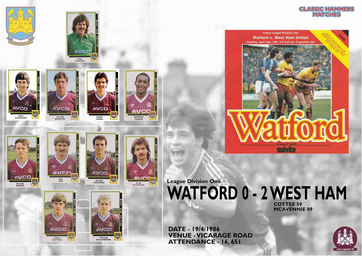 whulegends_XI's tweet photo. A goal a piece from the dynamic duo of @MaccaFrank &amp; @TonyCottee9 gave us a 2-0 win away at Watford in 1986 to keep our title charge in full flow. This was also the first of 5 games in 11 days which we won all of them! What a season ⚒⚒ #boysof86 https://t.co/fGeulLRUWc