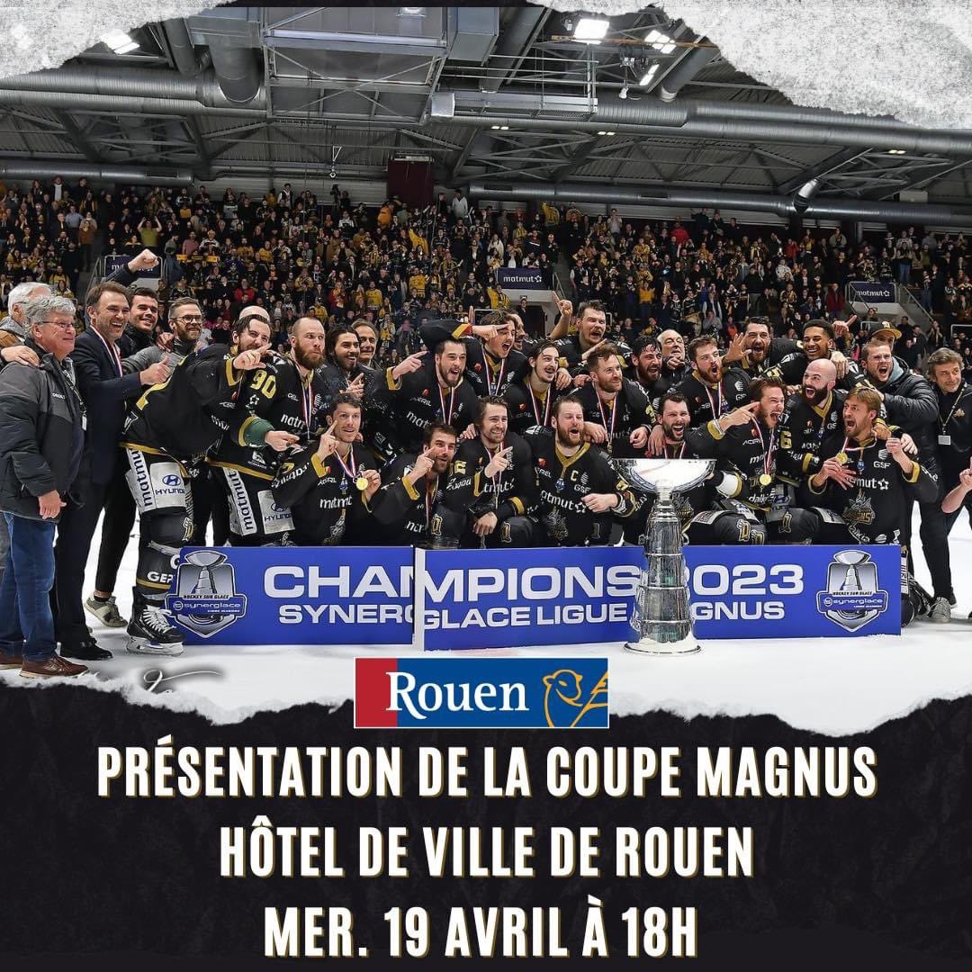 🗓️ Double rendez-vous aujourd’hui : 

✍️ 🕒 séance de dédicaces à 15h chez notre partenaire Centre Commercial Barentin

🏆 🕕 présentation de la Coupe Magnus à 18h à l’hôtel de Ville de Rouen 

À tout à l’heure la #DragonsFamily 💛🖤