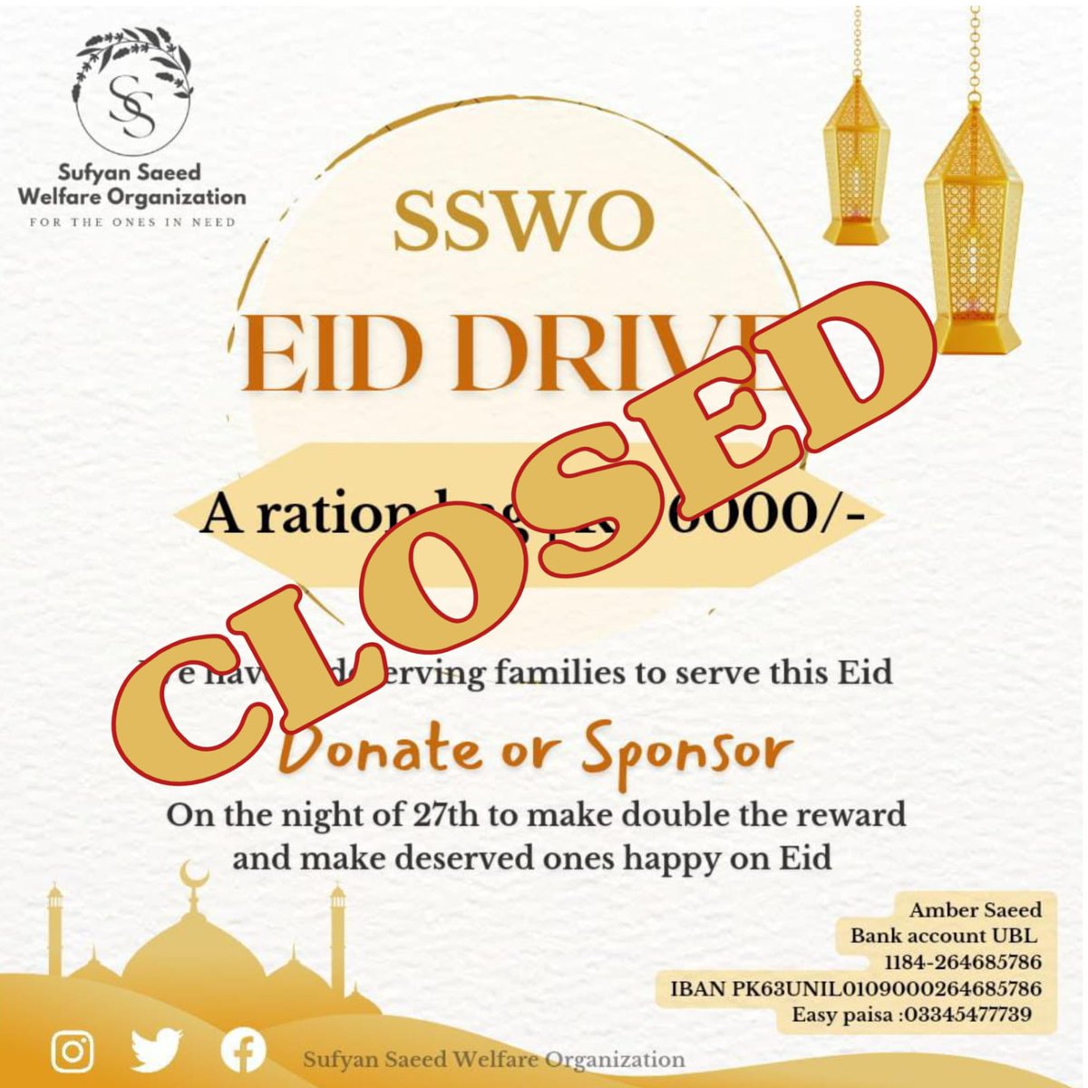 WelfareSufyan's tweet image. Alhamdulillah Closed❤️
Team *SSWO*  serving 3 deserving families by providing rashan bags, each costs 6000, 
Let&apos;s come together and make deserved one&apos;s happy this Eid. 

#SSWO
#Welfare
#EIDdrive 
#HolyMonth_2023
