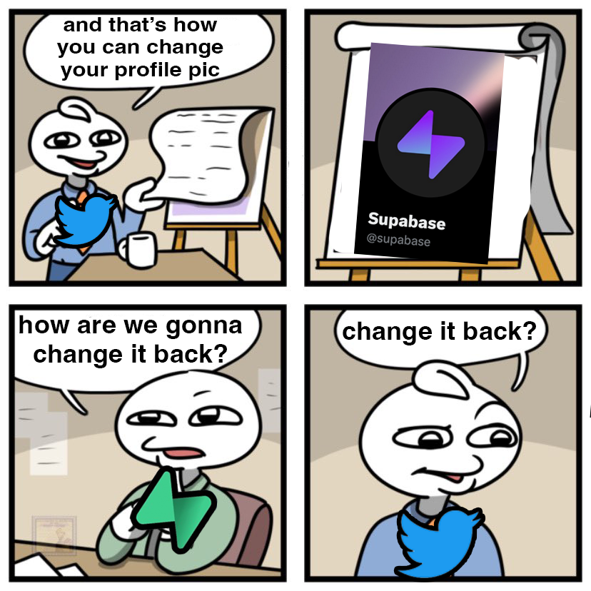 supabase's tweet photo. . @TwitterSupport pls send help https://t.co/iJhJB4Uitv