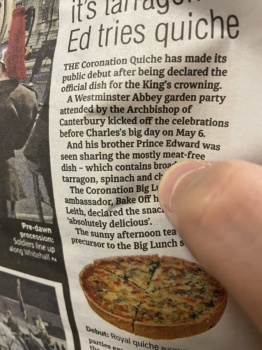DouglasHTB's tweet photo. Pretty sure a “mostly meat-free” coronation quiche means it’s still got meat in it? https://t.co/u3THN6lhJ6