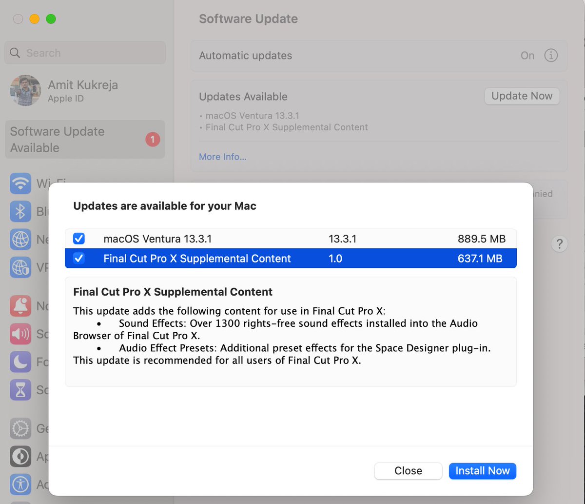 theandroidrush's tweet photo. 🚨 #MacOS Alert🚨

New MacOS 13.3.1 #Update available now! Includes security patches and bug fixes. Also, minor upgrade for Final Cut Pro with new sound and audio effects.

Follow➡️ @TheAndroidRush for More Stuff Like This &amp; Drop a Like❤️ Comment💌 &amp; Share⬆️
#Apple #AppleBKC #Mac https://t.co/Fvjep50uaT