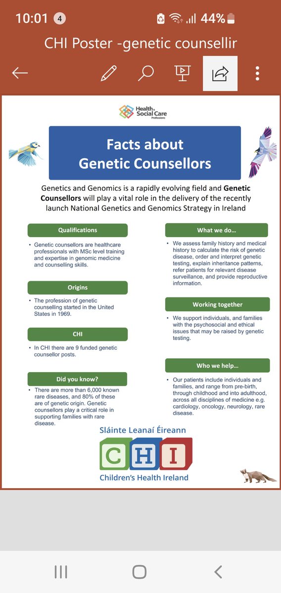 annnlynch's tweet photo. Did you ever wonder  what a genetic counsellor does and what they can offer you?  Did you know what their professional training involves? The CHI GCs have put this fact sheet together to explain @CHI_Ireland https://t.co/kGvGRL29QI