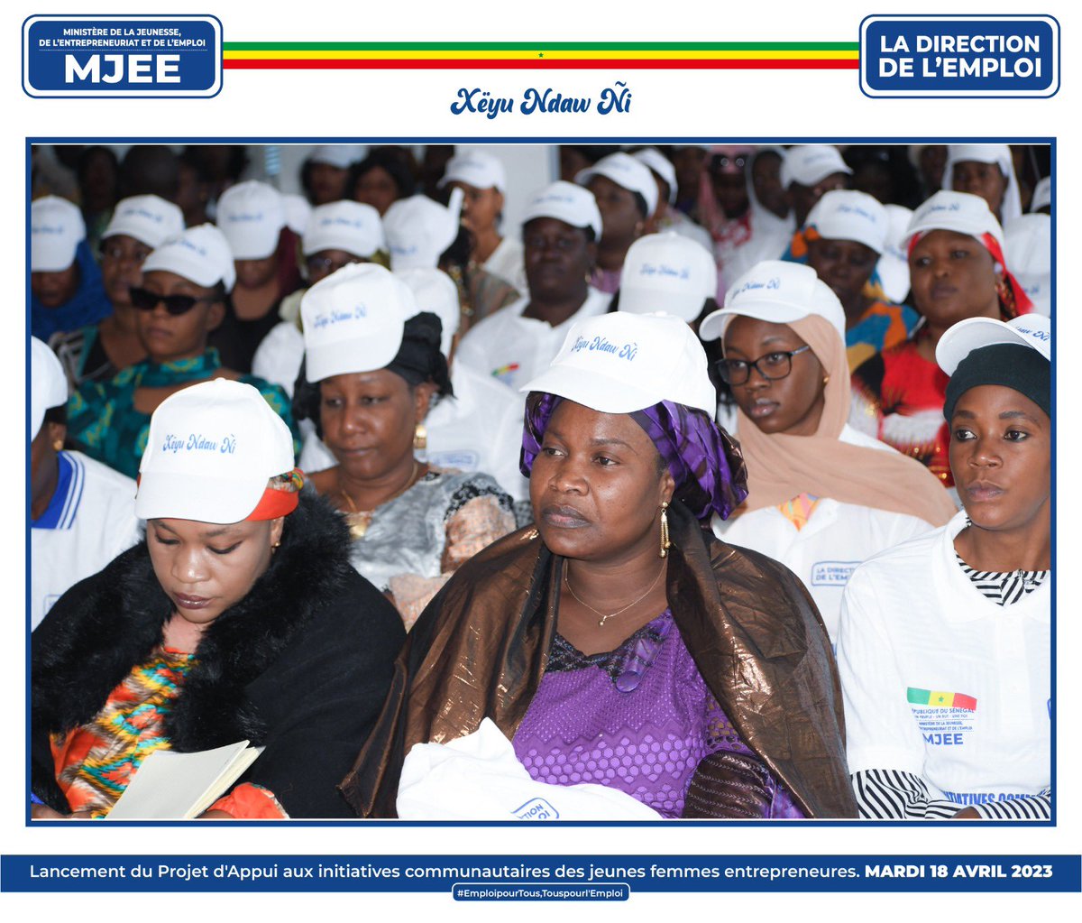 Modou__FALL's tweet photo. Lancement du Projet d'Appui aux Initiatives Communautaires des Jeunes Femmes Entrepreneures: 3800 emplois en vue

Ledit Projet entre dans le cadre du programme d'Urgence pour l'Insertion Socio Economique et l'Emploi des Jeunes Xëyu Ndaw Ñi
#MJEE
#DirectionEmploi
#XëyuNdawÑi https://t.co/Y90vbRAqvC