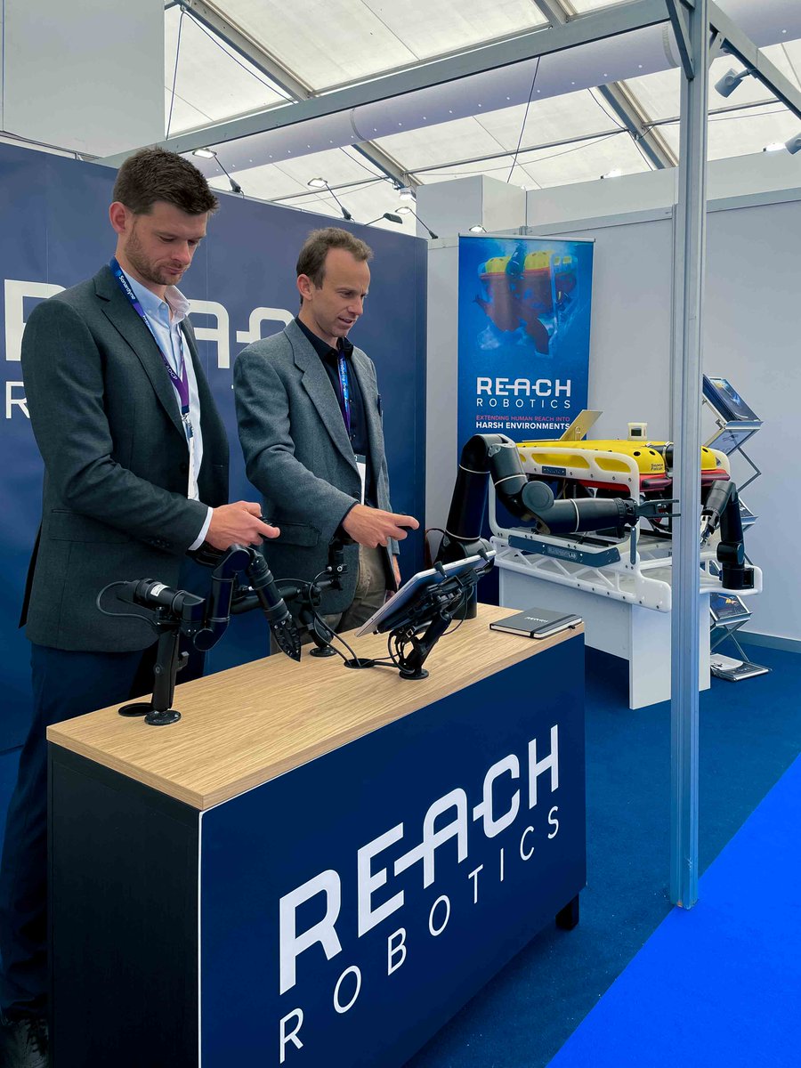 Off to a great start at Ocean Business 2023 with exciting technology &amp; innovative solutions to discover! 📌 Drop by the Reach Robotics Stand P10 today and tomorrow - meet our team and interact with our robotic manipulator technology 🦾
See you there!
#oceantechnology #subseatech