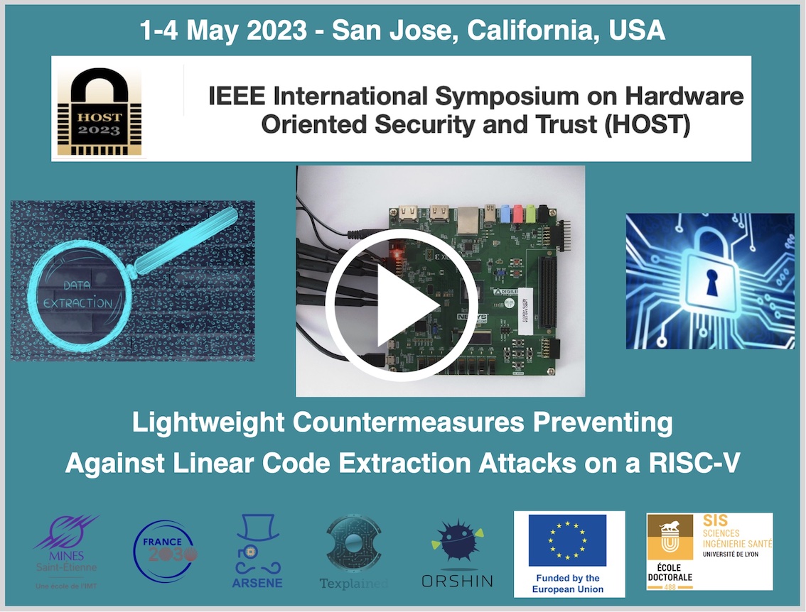 Texplained (@texplained_re) on Twitter photo Part of <a href="/ORSHIN_HE/">ORSHIN Horizon Europe Project (101070008)</a> project, our paper "Lightweight Countermeasures Against Original Linear Code Extraction Attacks on a RISC-V Core" will be published <a href="/HOST_IEEE/">HOST Symp</a>
Meet us to see a practical demonstration of the attack and 3 innovative countermeasures.
texplained.com/lce-practice-c… Part of <a href="/ORSHIN_HE/">ORSHIN Horizon Europe Project (101070008)</a> project, our paper "Lightweight Countermeasures Against Original Linear Code Extraction Attacks on a RISC-V Core" will be published <a href="/HOST_IEEE/">HOST Symp</a>
Meet us to see a practical demonstration of the attack and 3 innovative countermeasures.
texplained.com/lce-practice-c…