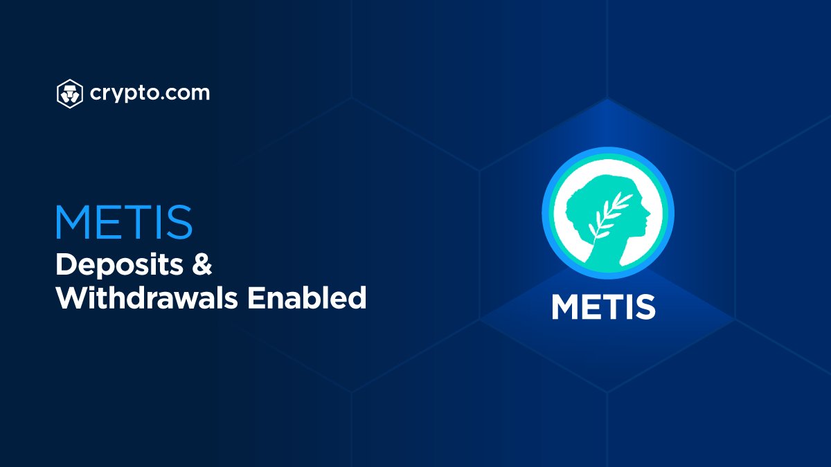 cryptocom's tweet photo. Deposits and withdrawals of METIS via Metis network have just been enabled on the https://t.co/vCNztATSCO App. 

Deposit now 👉 https://t.co/TAz25EkiUz

@MetisDAO https://t.co/zxFE93Nu2d