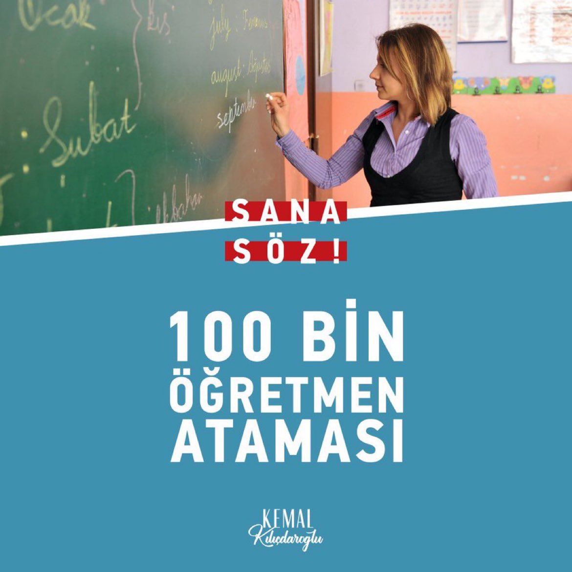 Türkiye’de yaklaşık 500 bin öğretmen adayı atanmayı bekliyor. Mülakatlar kaldırılacak. 100 bin liyakat sahibi genç öğretmen ataması yapılacak. #SanaSöz