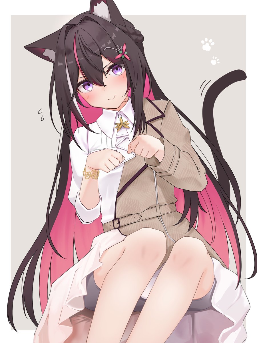1girl animal ears cat tail cat ears tail solo purple eyes  illustration images