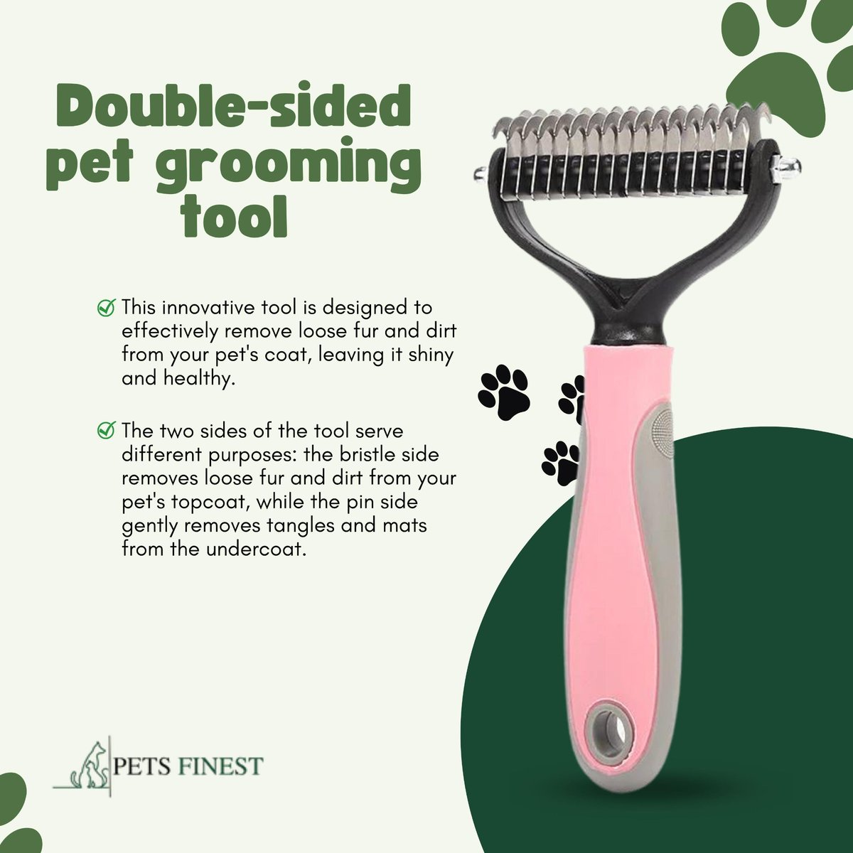 petsfinest's tweet photo. This innovative tool is designed to effectively remove loose fur and dirt from your pet's coat, leaving it shiny and healthy. The two sides of the tool serve different purposes:
-----
🛍️ https://t.co/4tYBVFPVCK
.
#petsfinest #DOUBLESIDEDPETGROOMINGTOOL #doggrooming https://t.co/efhv6JS0n8