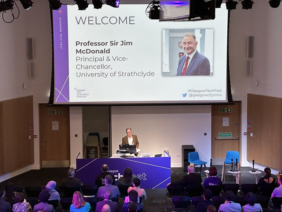 Delighted to be at the <a href="/glasgowcityinno/">Glasgow City Innovation</a> #GlasgowTechFest for <a href="/ElevatorUK/">Elevator UK</a> Listening to <a href="/UniStrathclyde/">University of Strathclyde</a> Prof Sir Jim McDonald’s welcoming remarks. Inspiring ambition for the City!