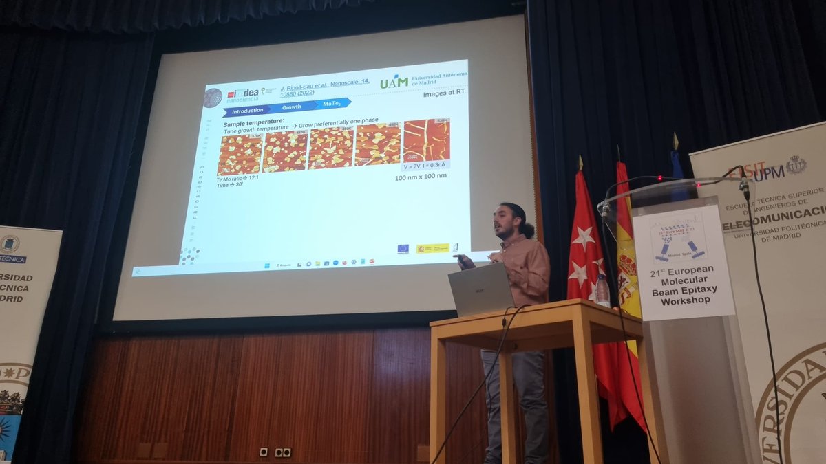 JoanRipollSau's tweet photo. Today I talked about our  MoTe2 and Tate2 growth studies at the #EuroMBE2023 conference placed in @IsomUpm. Thank you for the opportunity and the experience! https://t.co/U29Psip7aA