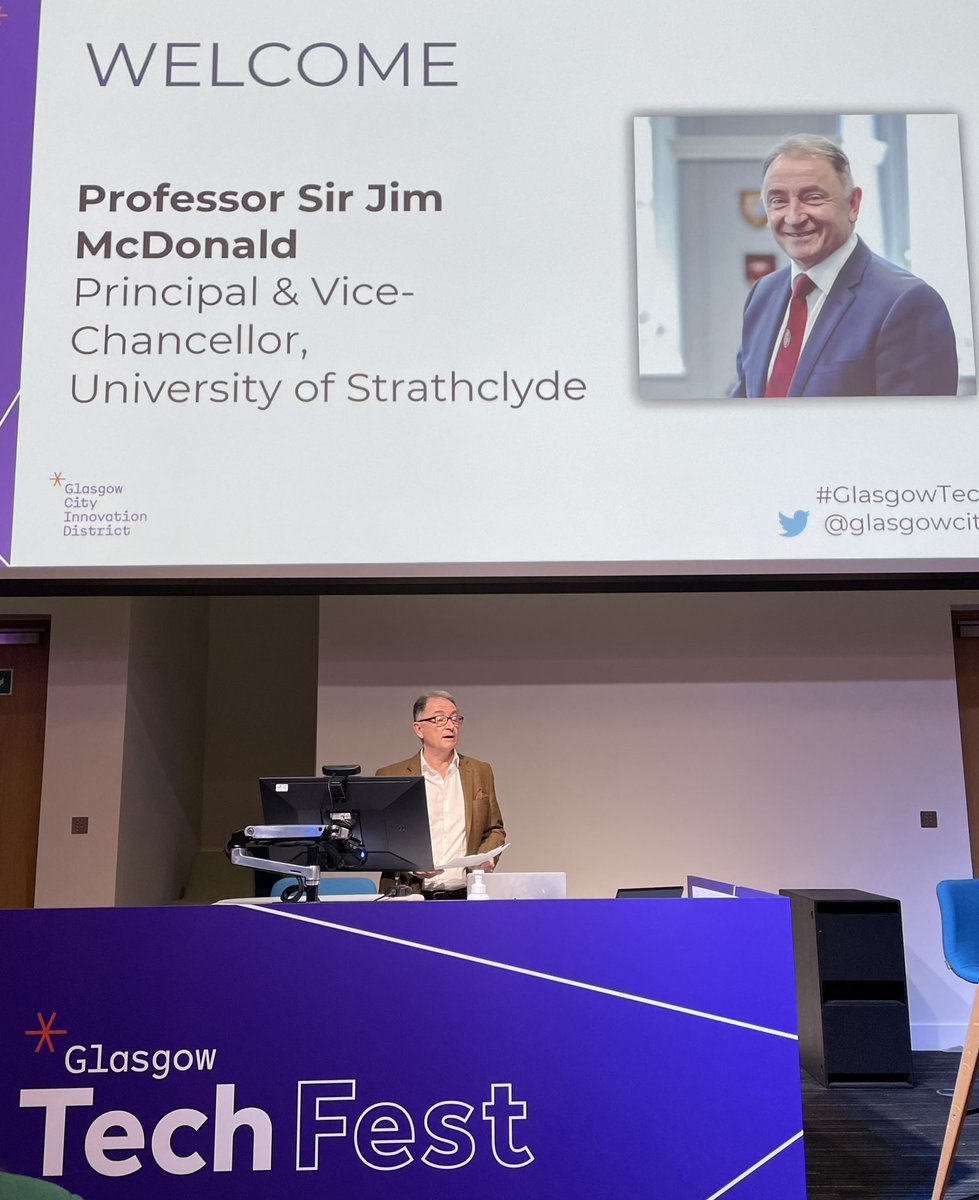 #GlasgowTechFest 2023 kicks off with inspirational welcome from #ProfSirJimMcDonald, <a href="/UniStrathclyde/">University of Strathclyde</a> in celebration of role of #university, #academia, #Glasgow city &amp; <a href="/glasgowcityinno/">Glasgow City Innovation</a> in #Tech, #Science &amp; #Innovation for #Business &amp; #Economy. Treat of good day 4 #entrepreneurs