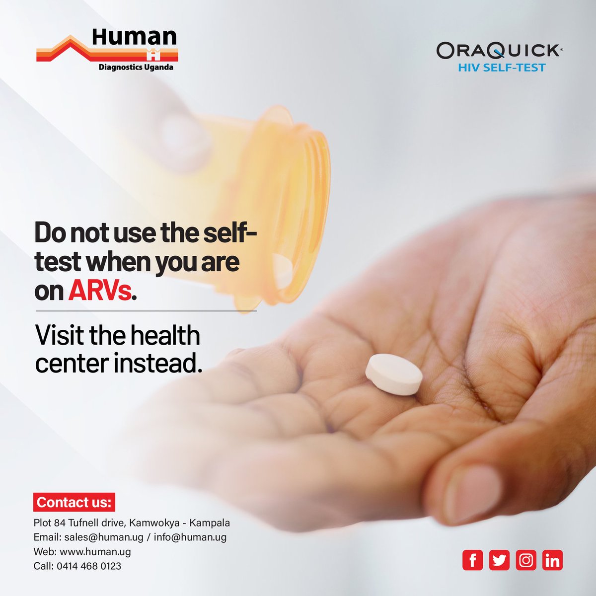 #WisdomWednesday
Keep your health in check! Visit the nearest health center as soon as you test positive for HIV. 
#endHIVstigma 
#knowYourHIVstatus
#OraQuickHIVSelfTest