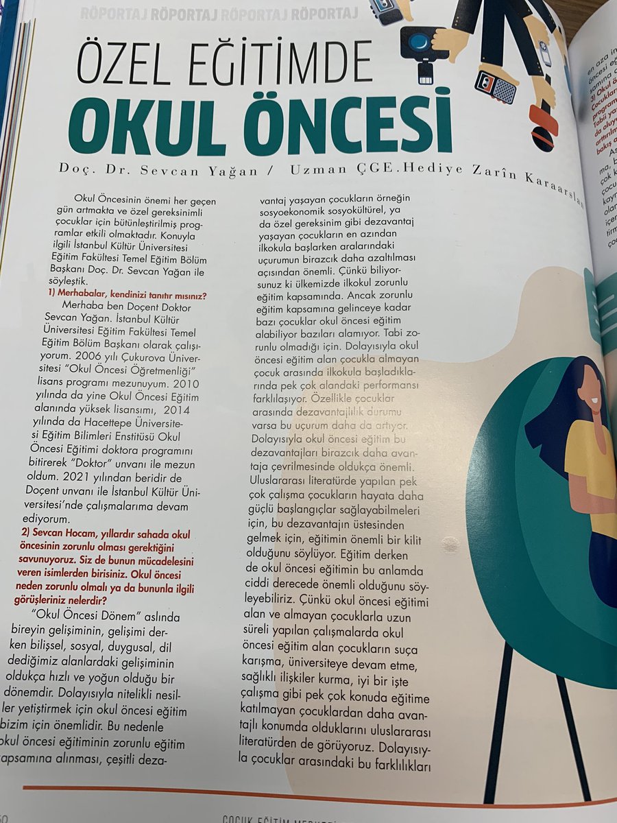 SevcanYagan's tweet photo. Lisanstan ve yüksek lisanstan öğrencim @hezarin çocuk gelişimi ve eğitimi uzmanı olarak @rehapedia eğitim koordinatörü olarak harika işler çıkarıyor. Bugün benimle yaptığı röportajın da olduğu yıllık bülteni getirdi…Ne kadar gurur duysam az canımın içi😍 https://t.co/aUxRh0QJP2