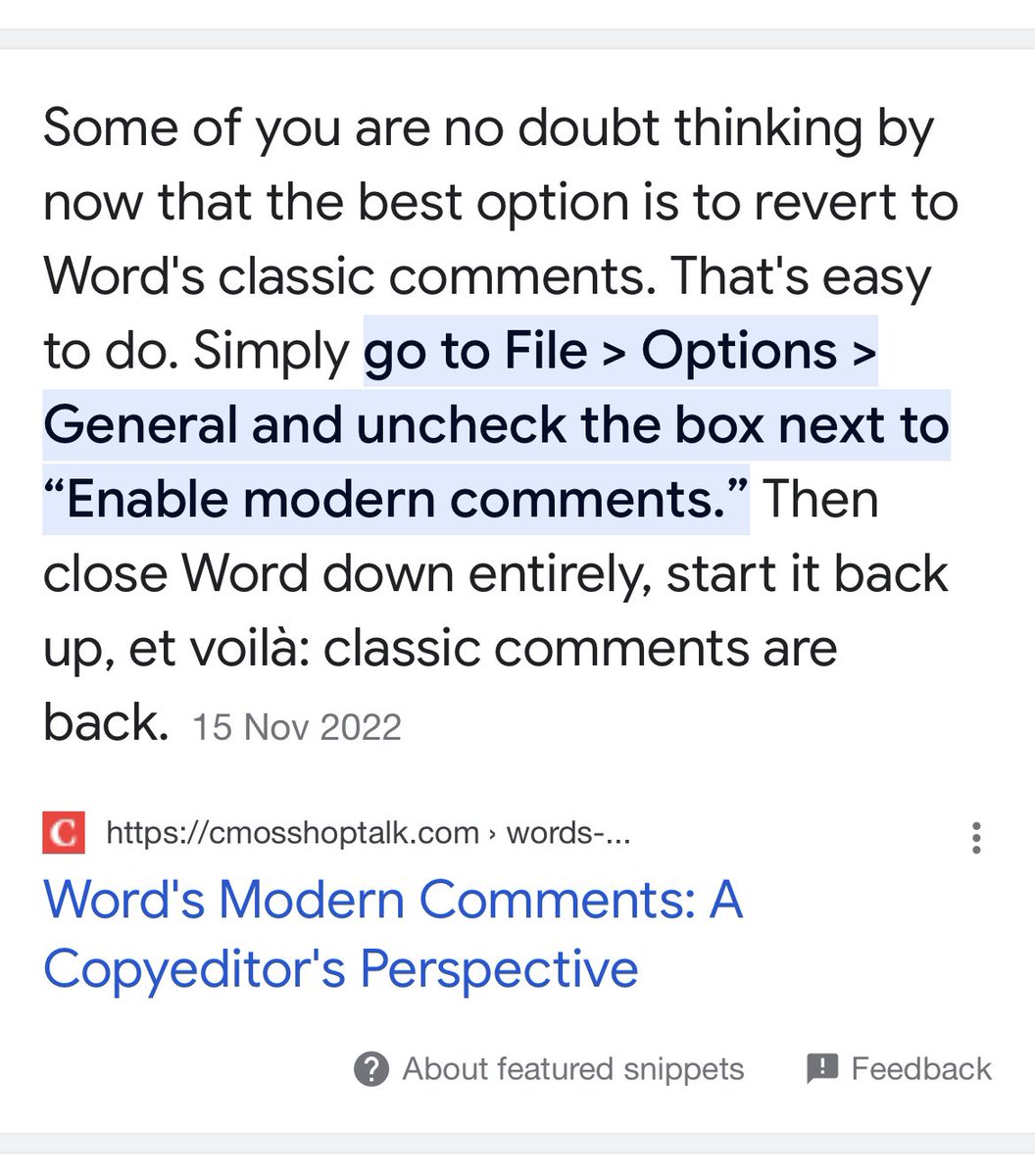maclaren_29's tweet photo. Finding out you can revert to the old comments style in @MSOfficeJP Word has genuinely made my day: #Academia #commentbox @AcademicChatter #editing #academicWriting https://t.co/TSQQ13h7h5