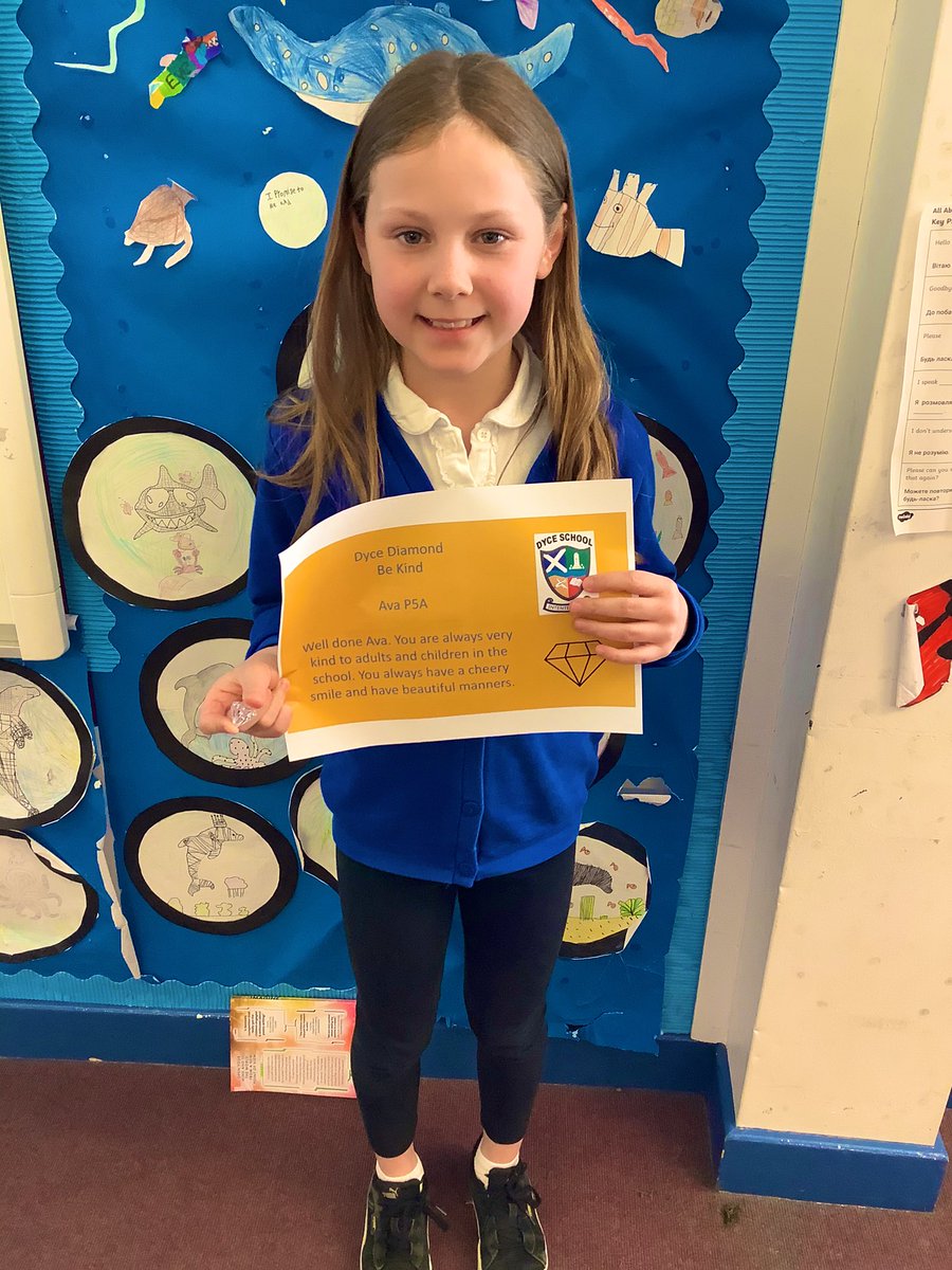 Well done to this superstar for getting this weeks Dyce Diamond for showing kindness, always smiling and demonstrating beautiful manners 💎 😃 @DycePrimary