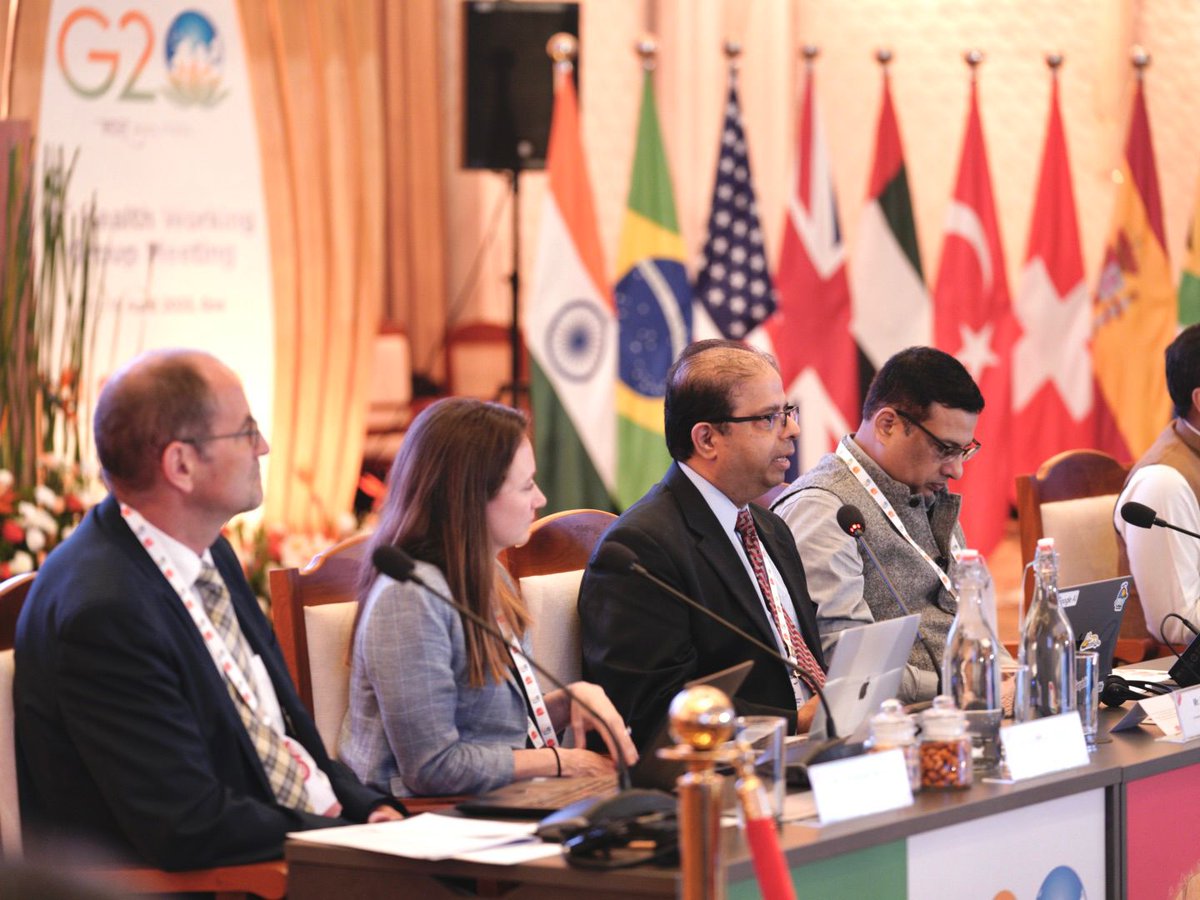 g20org's tweet photo. Session 3️⃣ is underway, with an important focus on leveraging technology to improve the continuity of care.

The discussions are exploring vast potential of real-world data and evidence, with an ultimate goal of achieving better patient outcomes. #G20India #G20HWG https://t.co/spGzrLXNlu