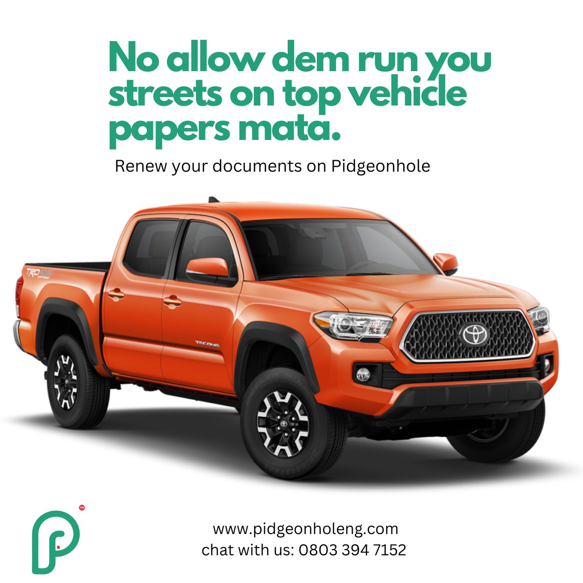 pidgeonholeng's tweet photo. No allow them run you streets o. Renew your vehicle papers on https://t.co/G1uVJDTGzb https://t.co/GjqJs6rD8V