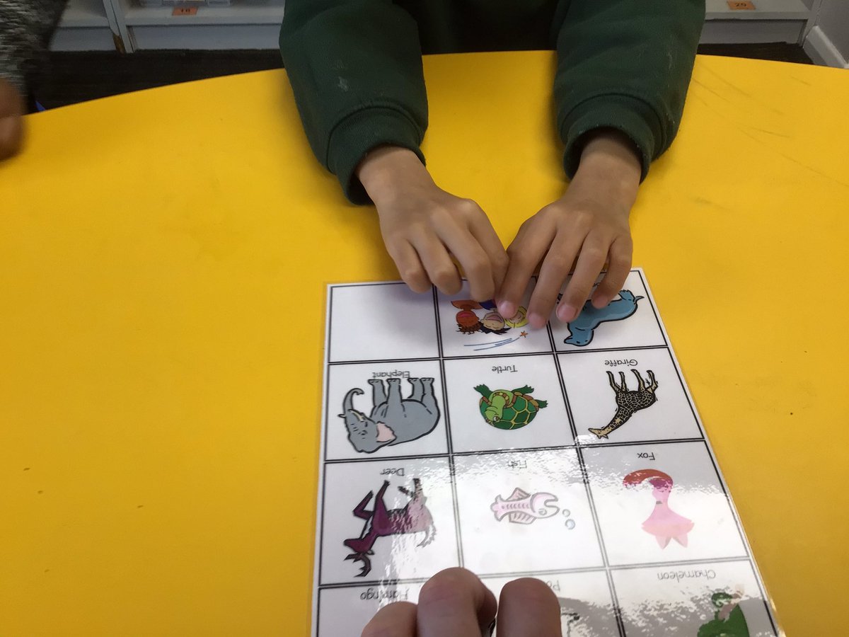 wyndclf's tweet photo. This morning in the Hive we listened carefully to descriptions of the animals that the mixed up chameleon saw at the zoo, then we found the matching animal on our picture mat. #WPSHIVE #stories #ericcarle #resourcebase https://t.co/QC5PGapTr9