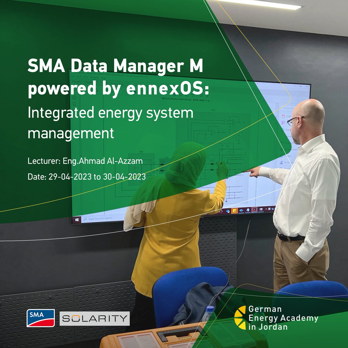 GEAinJordan's tweet photo. SMA Data Manager M powered by ennexOS: Integrated energy system management
To register, please fill out the form below:
https://t.co/Yn9CIp6Fcx 

For more information: 
https://t.co/Ihot7hI0Cp

#GEAinJordan
#GermanEnergyAcademyJordan
#Jordan #Germany #Energy https://t.co/Vn9siiqAhZ