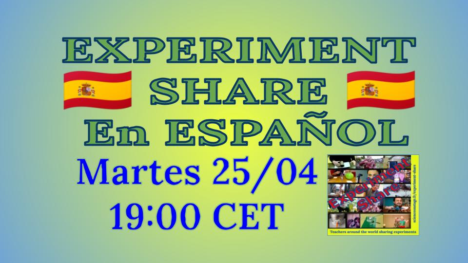 MyFavExperiment's tweet photo. It’s time for another Spanish Experiment Share!  Proximà reunión Experiment Share in Español martes 25 abril a las 19:00 CEST (hora de Madrid, Paris, etc., 11:00 Ciudad de México, 14:00 Buenos Aires).

Inscripción: https://t.co/XVrOjuOu02 https://t.co/iRiknxv62I