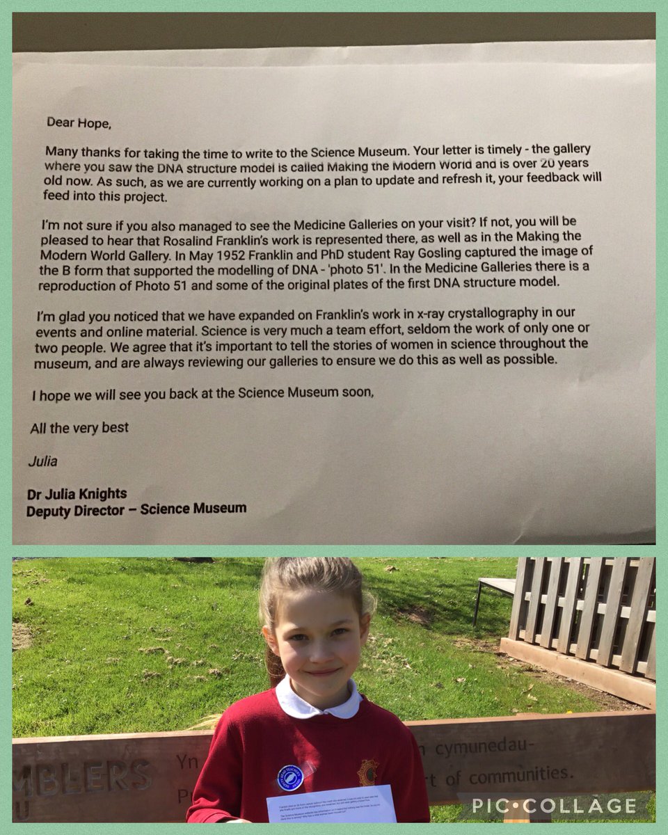 CrossAshY5's tweet photo. Hope in Year 5 contacted @sciencemuseum about the lack of information regarding a prominent scientist when she visited the museum earlier in the year. She received a brilliant reply from the Deputy Director. Diolch! 
#CrossAshEIC #CrossAshACL https://t.co/7GpQSvo37I
