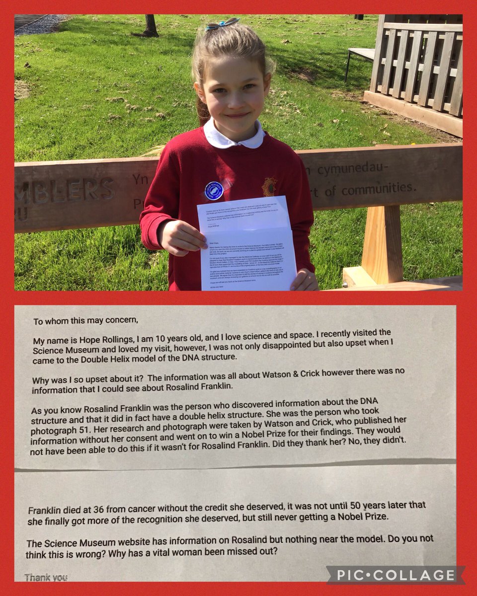 CrossAshY5's tweet photo. Hope in Year 5 contacted @sciencemuseum about the lack of information regarding a prominent scientist when she visited the museum earlier in the year. She received a brilliant reply from the Deputy Director. Diolch! 
#CrossAshEIC #CrossAshACL https://t.co/7GpQSvo37I
