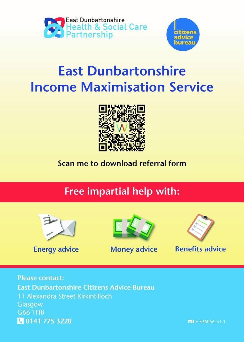 As the cost of living is still too high we are all in need of a bit of help. Scan the QR code or click on the link here to see if @edcab can help maximise your income. link.webropolsurveys.com/S/DDA1341A2BDC… @EDCouncil @EastDunVA @EDunCAB @HHA_2000