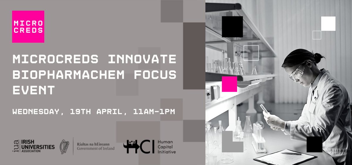 MicroCreds's tweet photo. 📅This morning we are looking forward to hosting representatives from the #BioPharmaChem sector for our first #MicroCredsIE Innovate Event of 2023. 

Together with representatives from our partner universities we will be looking at how to address skills needs in the sector. https://t.co/JIJTw49u5y