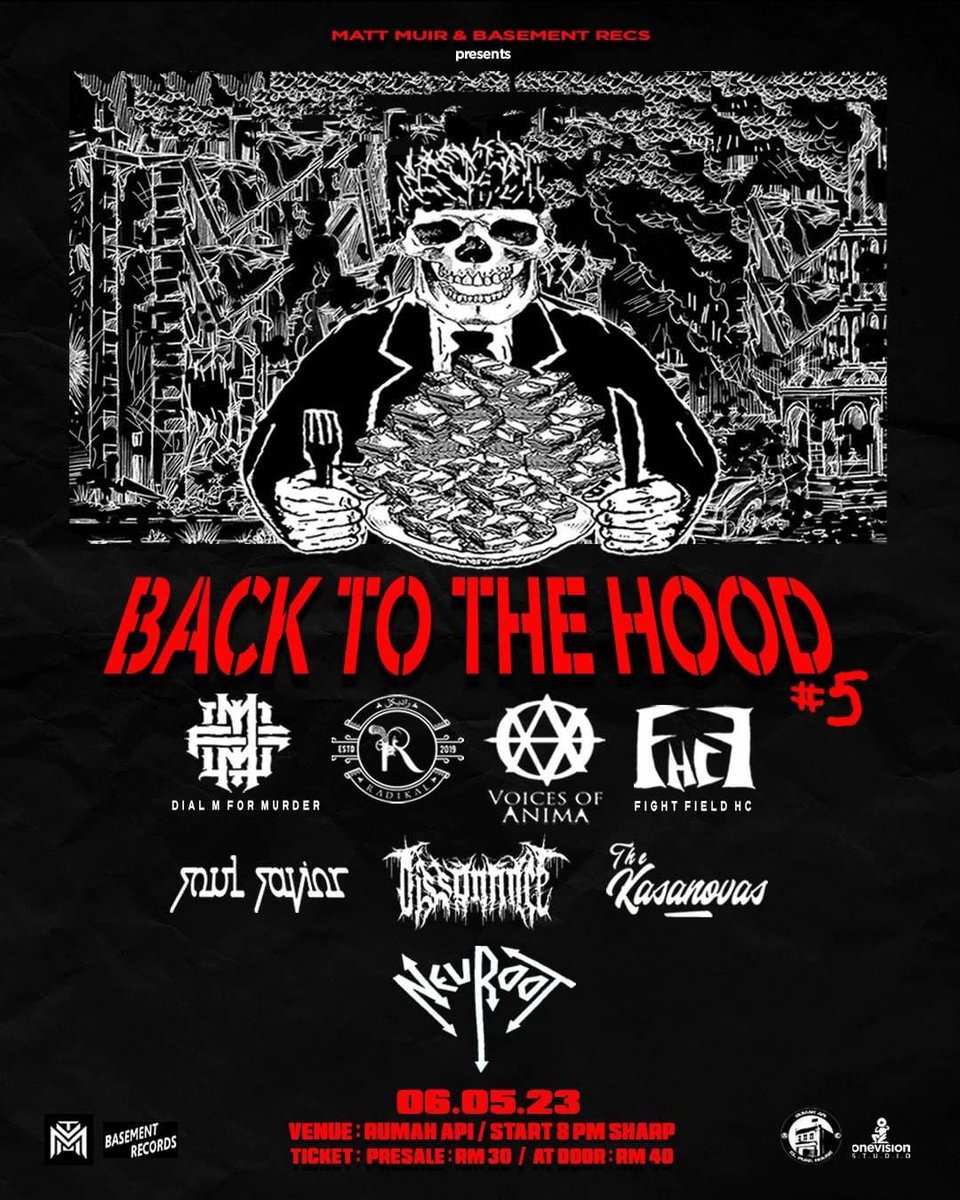 Jenn_Thompson's tweet photo. #ONGROUND LIVE : #BasementRecords presents BACK TO THE HOOD #5
ft. #Neuroot @OfficialDMFM @RadikalRasmi @VoicesOfAnima @FightFieldHC @Soul_Savior_ #Dissoncance @KasanovasBand
at @RumahApi2#KL
SATURDAY May6 8pm
TICS : Presale or AtTheDoor https://t.co/sgwX1ymFRe