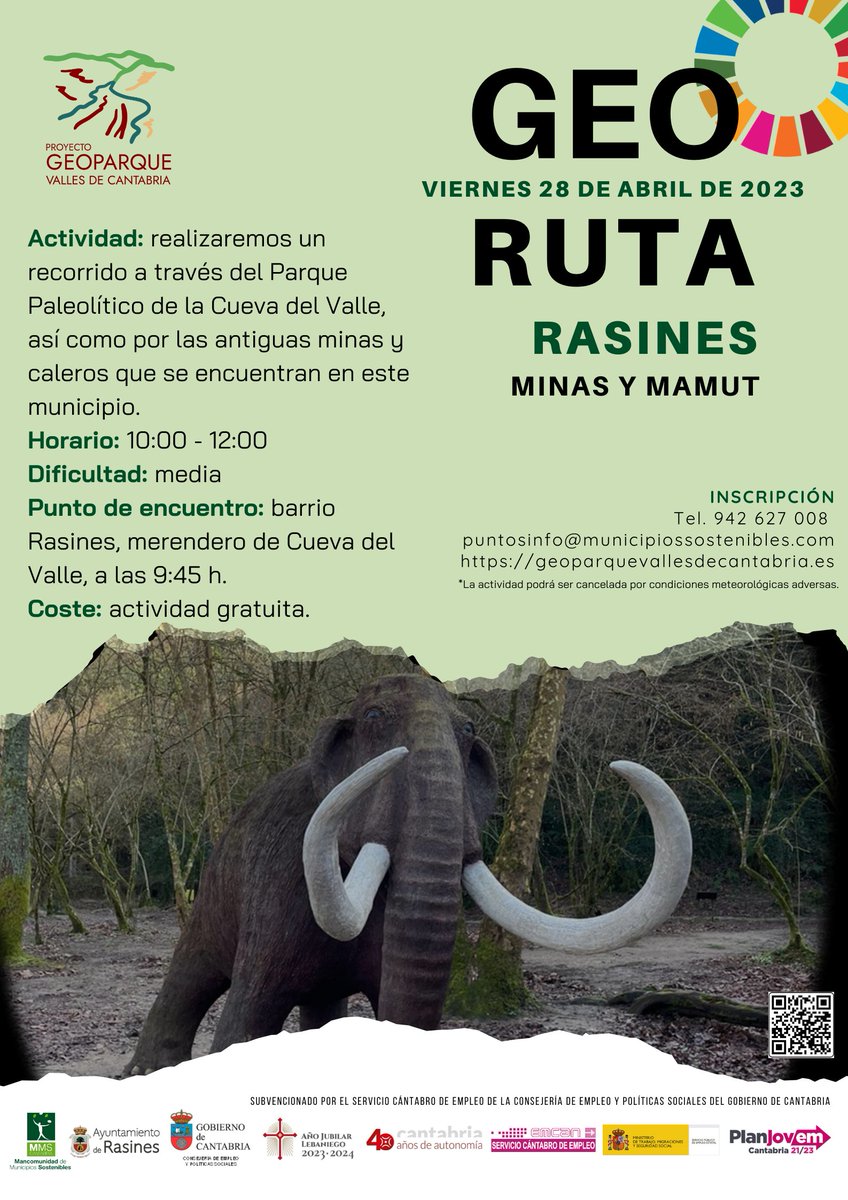 vallescantabria's tweet photo. Y el próximo viernes 28 de abril también realizaremos la geo ruta Minas y mamut de Rasines, Actividad gratuita!
Anímate e inscríbete: 942 627 008 //puntosinfo@municipiossostenibles.com
#georuta #Geoparque #rasines #MMSC #geoparquevallesdecantabria #RLSC #Agenda2030 #ODS https://t.co/fVoruCG9lV