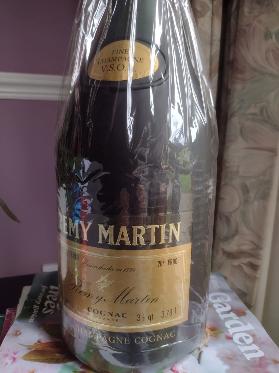 WaudWines's tweet photo. @remycointreau can you help identify this 3.78L bottle of Remy Martin presented by the company to a retiring employee in the 1980’s - we want to value it and auction it for the @rafcharitable @JeremyWaud @docwellsofworth https://t.co/92q8gKtIkG