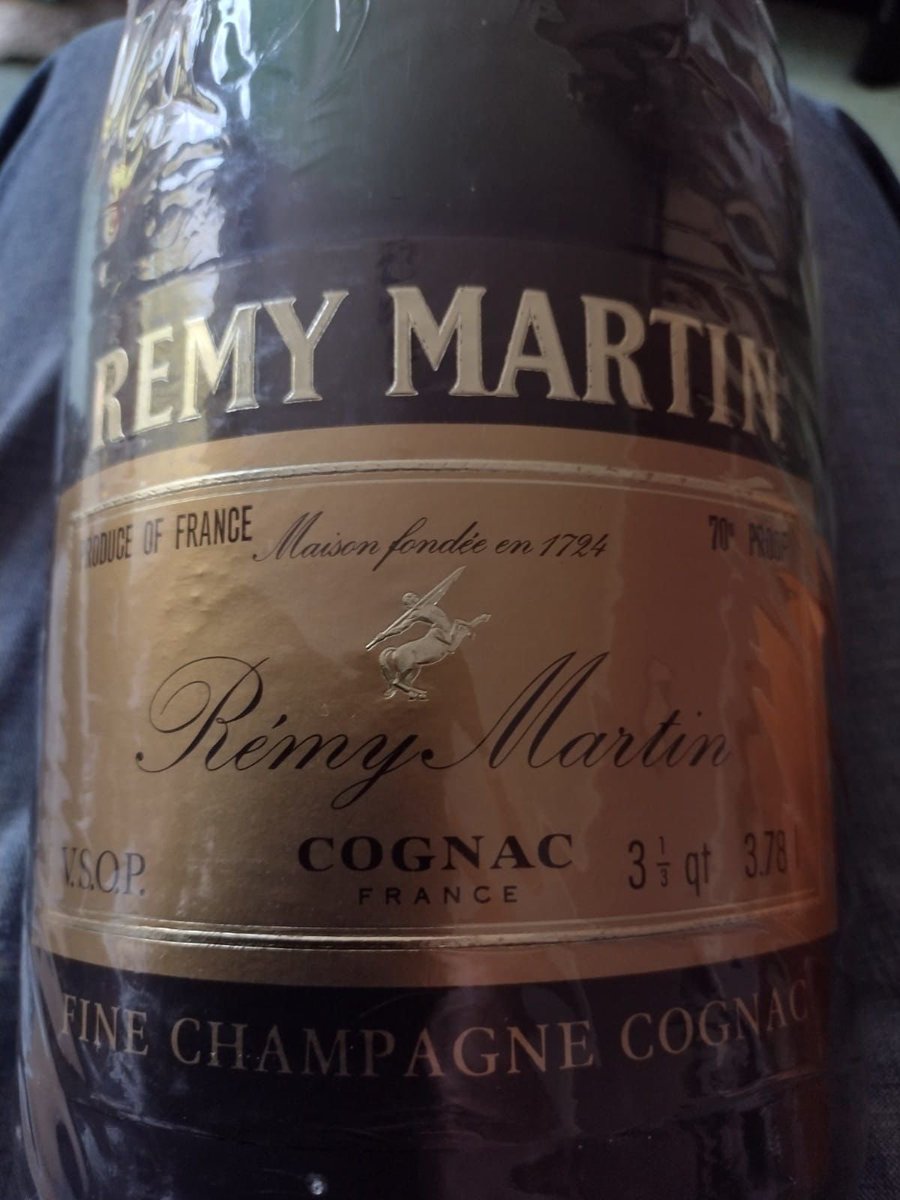 WaudWines's tweet photo. @remycointreau can you help identify this 3.78L bottle of Remy Martin presented by the company to a retiring employee in the 1980’s - we want to value it and auction it for the @rafcharitable @JeremyWaud @docwellsofworth https://t.co/92q8gKtIkG