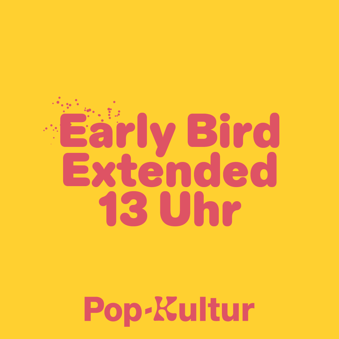 🎵 Was euch musikalisch während #PopKultur2023 erwartet? Heute haben wir die ersten 50+ Acts bekannt gegeben! Unser Early Bird Verkauf läuft noch bis heute 13 Uhr, schaut ins Line Up (u.a. im Shop hinterlegt) und sichert euch euer Ticket: tickets.pop-kultur.berlin/produkte/