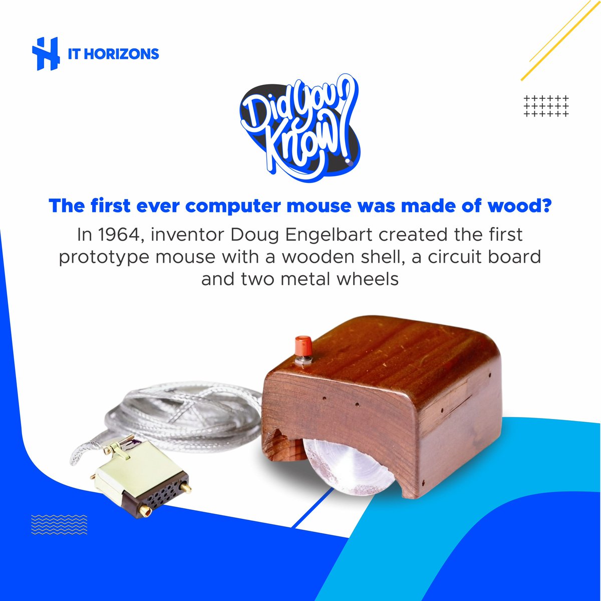 IT_Horizons's tweet image. From wooden prototypes to wireless wonders, the computer mouse has come a long way since 1964. What other innovations will tech bring us in the future?
#ITHorizons #Techfunfact #innovation #Computermouse