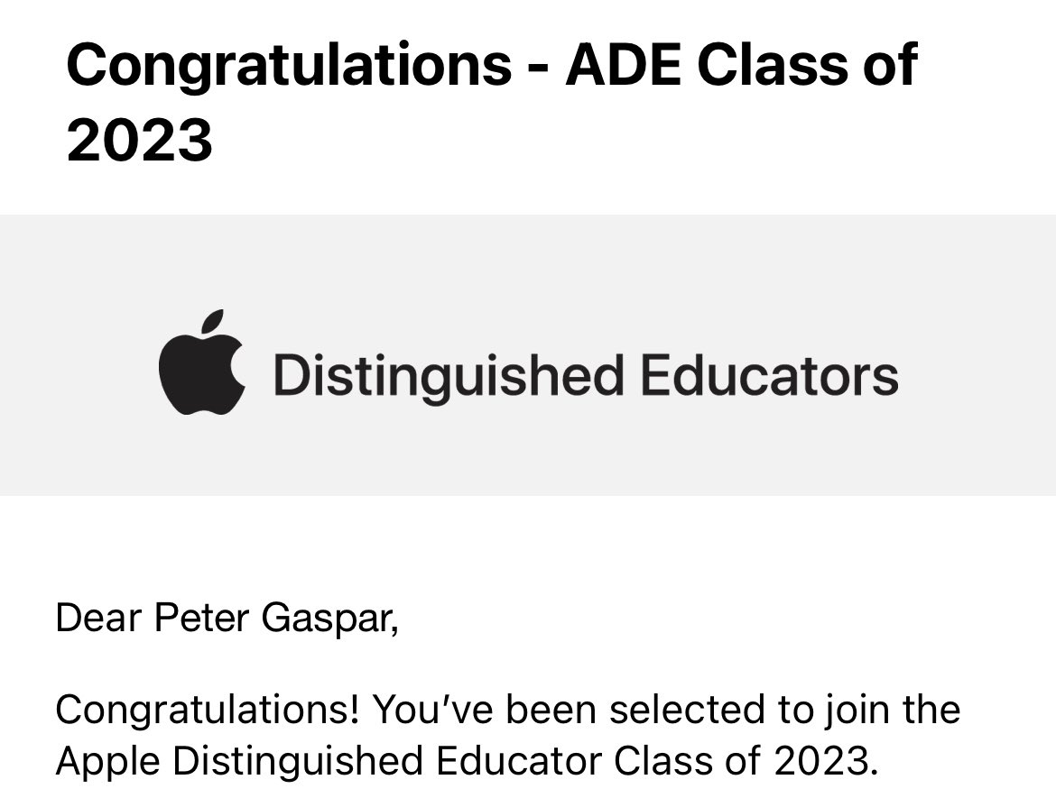 Feeling very honoured today #ADE2023 #AppleEDUchat Well done to everyone who applied!