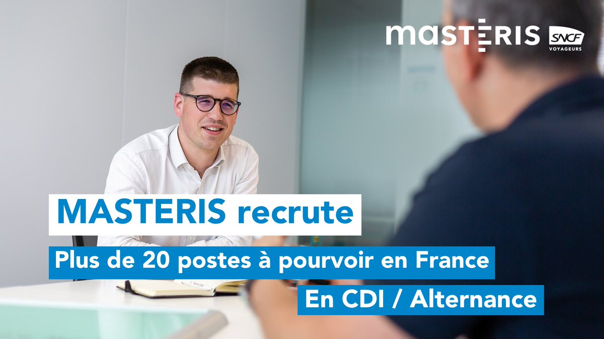 MASTERIS (@masteris_rail) on Twitter photo #RECRUTEMENT - 24 #JOBS sont à pourvoir chez MASTERIS, spécialiste en maintenance et ingénierie ferroviaire, au sein de nos différents départements.
Vous souhaitez rejoindre une filiale dynamique de <a href="/SNCFVoyageurs/">SNCF Voyageurs</a> ?
✍ Découvrez nos offres : bit.ly/3IjFUNu #RECRUTEMENT - 24 #JOBS sont à pourvoir chez MASTERIS, spécialiste en maintenance et ingénierie ferroviaire, au sein de nos différents départements.
Vous souhaitez rejoindre une filiale dynamique de <a href="/SNCFVoyageurs/">SNCF Voyageurs</a> ?
✍ Découvrez nos offres : bit.ly/3IjFUNu