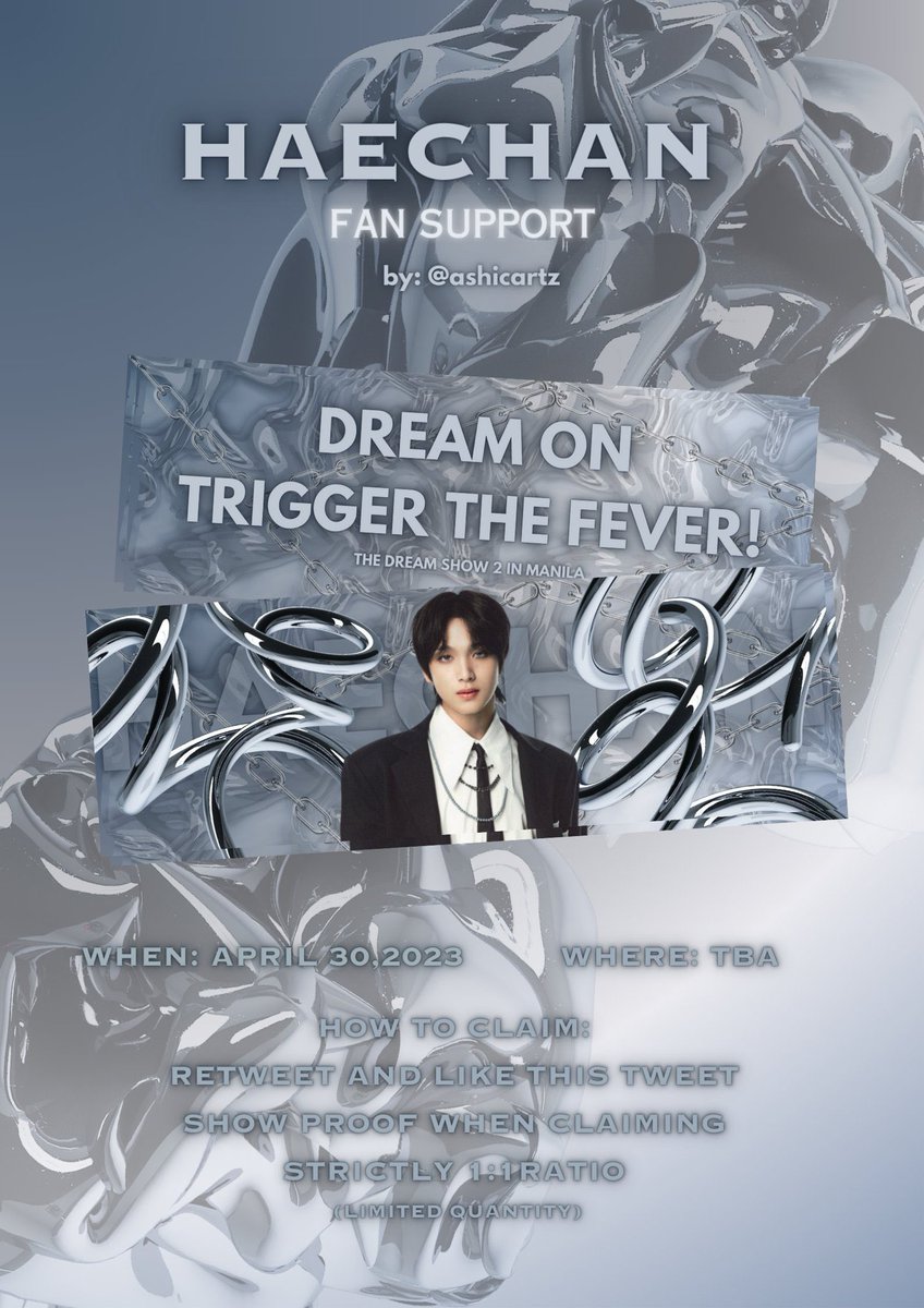 okhaedokhee's tweet photo. ‧₊˚✩彡. go trigger the fever!

. . . haechan fan support ッ

— like &amp; rt this tweet
— show proof on d-day
— strictly 1:1 ratio (limited qty)

#HAECHAN #해찬 #THEDREAMSHOW2_in_MANILA #TDS2inMNL https://t.co/EzhDJhzx2Q