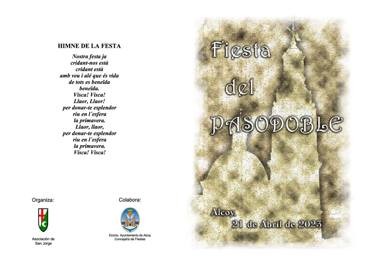 AlcoiFestes's tweet photo. Programa certamen de bandes
..................................................
Programa certamen de bandas
#ALCOIenpositiu #ALCOIcultura #ALCOIfestes Associació de Sant Jordi Alcoi Ajuntament d'Alcoi Ajuntament d'Alcoi – Festes @Alcoy turismo https://t.co/Bud8FQHxXJ
